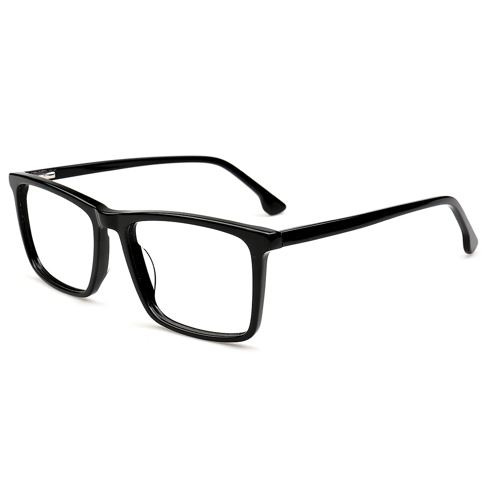 

Men Acetate Eyeglasses Full Rim Spectacel Fashion Big Face Myopia Glasses Rectangular 55mm Wide Spring Temple Business Style