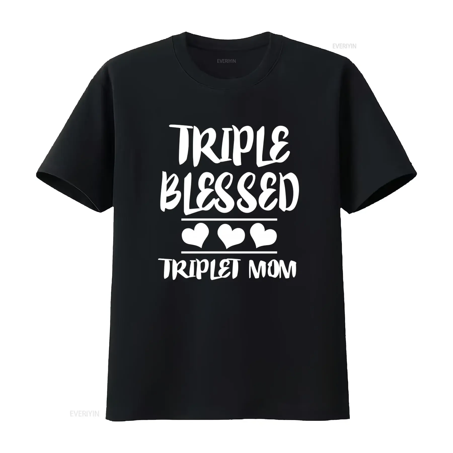 Triple Blessed Triplet Mom T Shirt Perfect for Moms Pregnancy Announcement vintage Washed Stylish Slightly Breathable graphic
