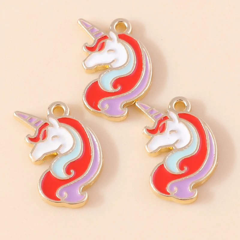 Leslie 10 Stück Emaille Pferd Regenbogen Einhorn Charms Anhänger für DIY handgemachte Ohrringe Armbänder Halsketten Schmuckherstellung Handwerk – Detail 13