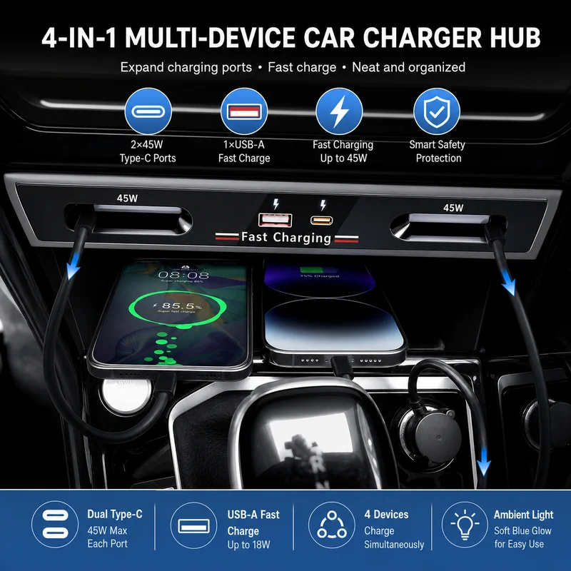 For Volkswagen Tayron/Tayron X/GTE Car Docking Station Charger Super Fast Charging Car Interior Accessories