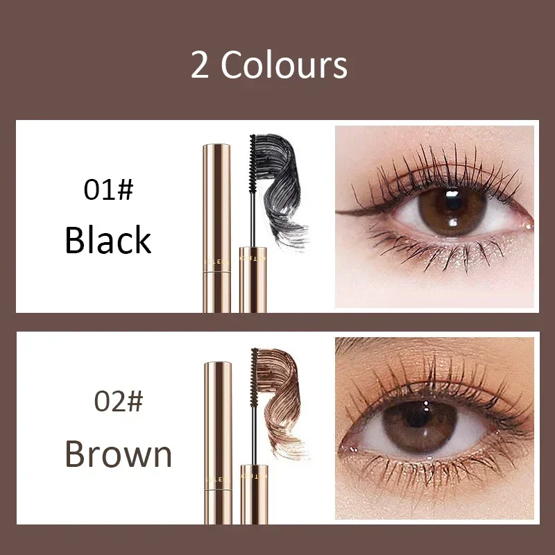 4D Zijdevezel Mascara 2,5 MM Ultrafijne Verlengt Wimpers Kleine Opzetborstel Curling Waterdicht Snel Droog Bruin Sheglam Make-up