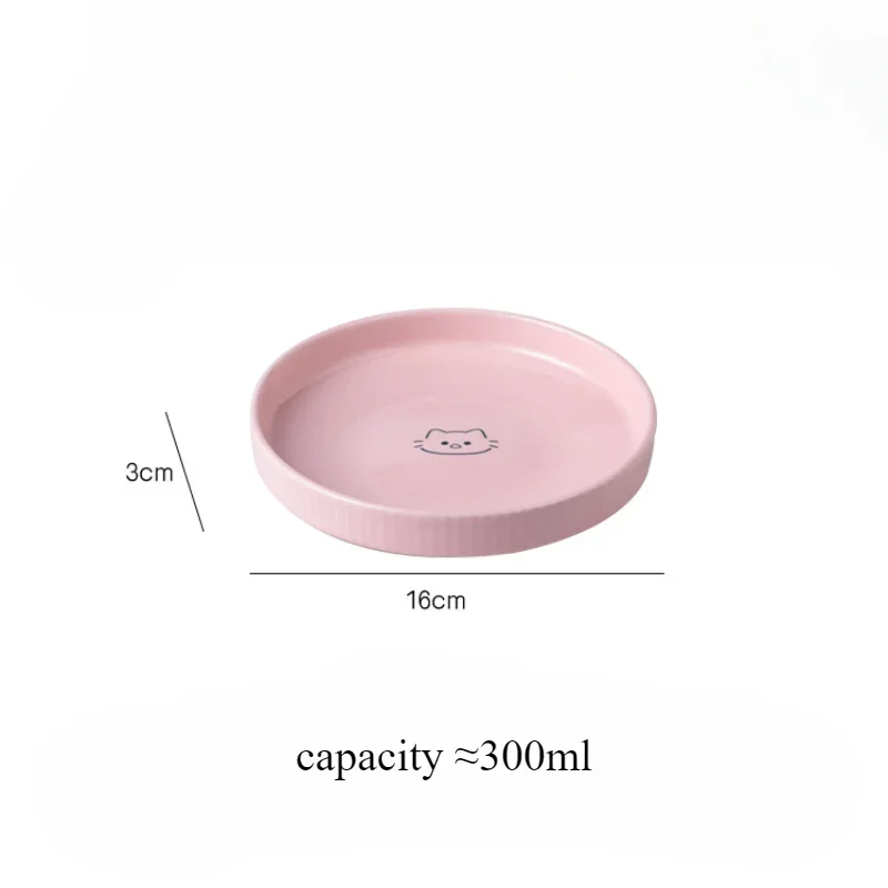 Cartoon Pet Ceramic Plate Shallow Mouth Food Water Bowl for Cats Puppy Feeder