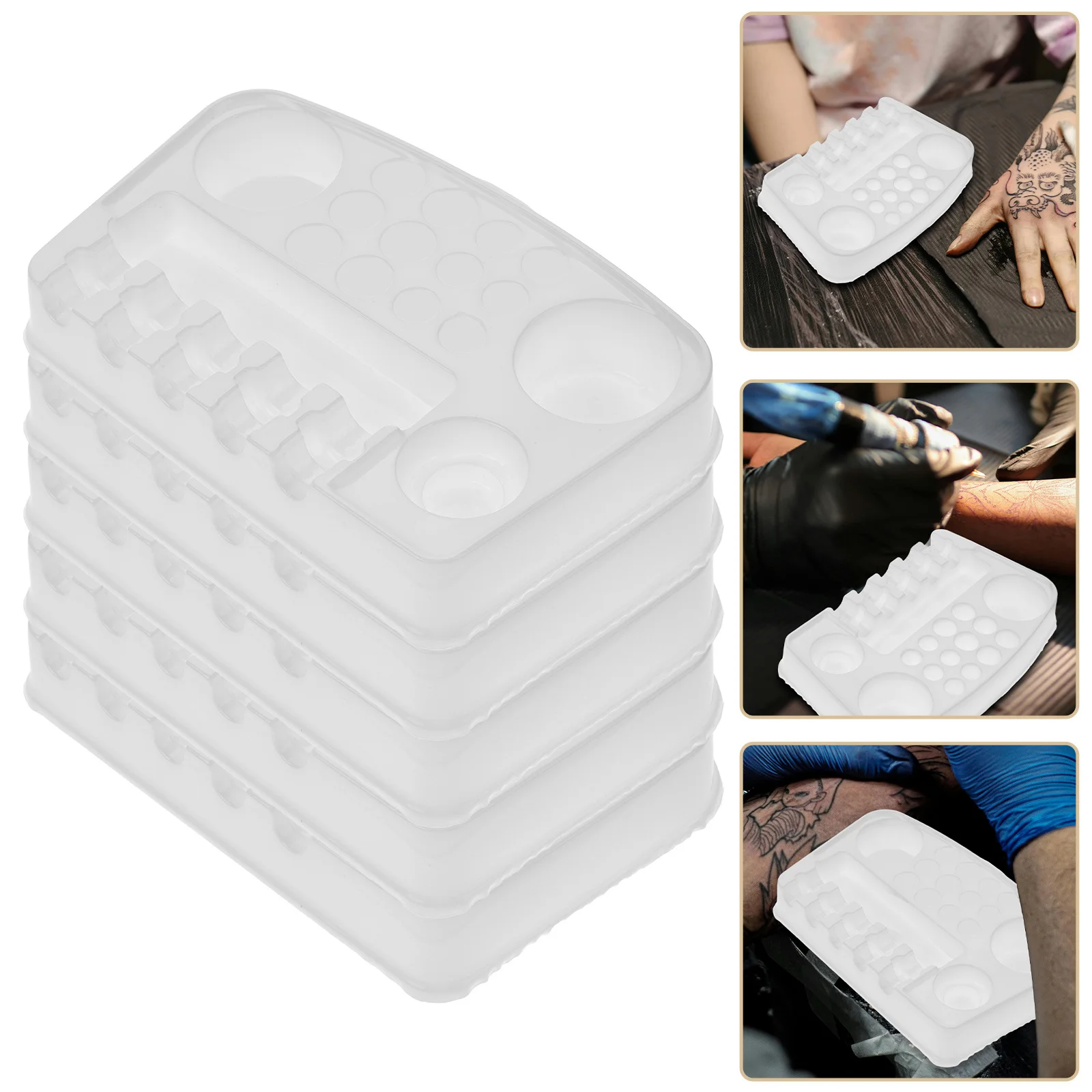 

12Pcs Thickened Ink Palette Disposable Tattoo Pigment Holders Large Volume Capacity for Eyelash Extension and Tattooing Use