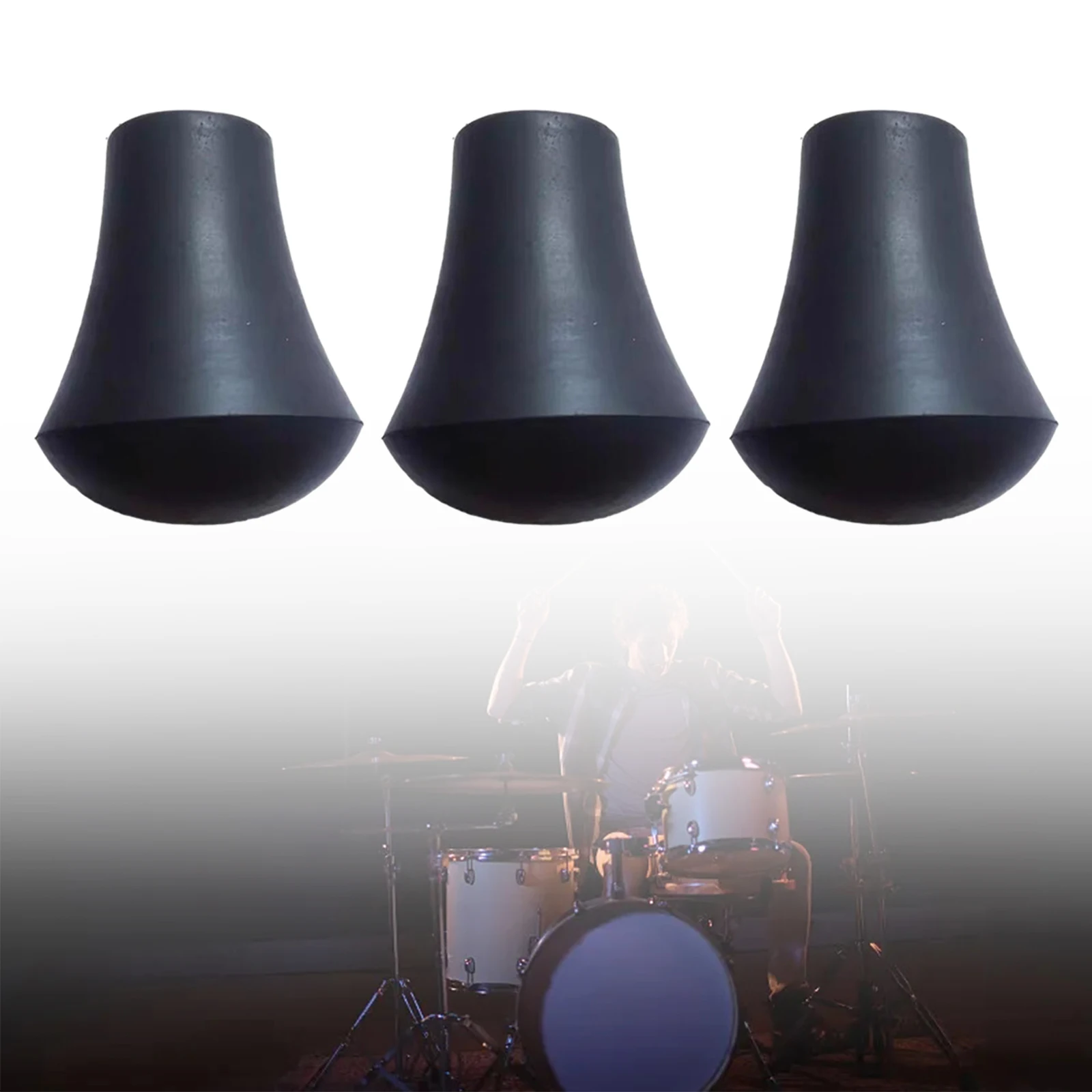 3 Pieces Drum Feet Slipcover Floor Tom Legs Threaded Feet Bass Drum Legs Parts Anti skid Feet for Percussion Drum