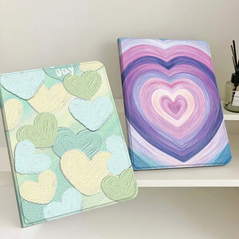 

Coloful Cute Heart Art Gift For Apple iPad Pro Air 13 2 7th 6th 2025 M2 M3 M4 M512.9 13 inch Foldable Tablet Case