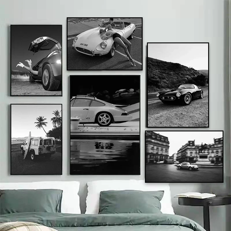 

Black and White Luxury Fashion Super Car Posters and Prints Nordic Wall Art Canvas Paintings for Living Room Home Decor