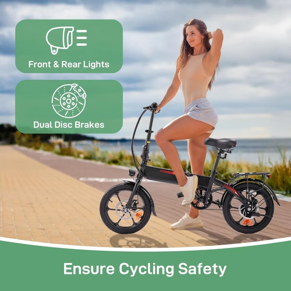 الكبار 16 بوصة دراجة كهربائية قابلة للطي E-الدراجة 350 واط موتور مزدوج مكابح قرصية دواسة مساعدة 35 ميل المدى 15.5 ميل في الساعة حد السرعة