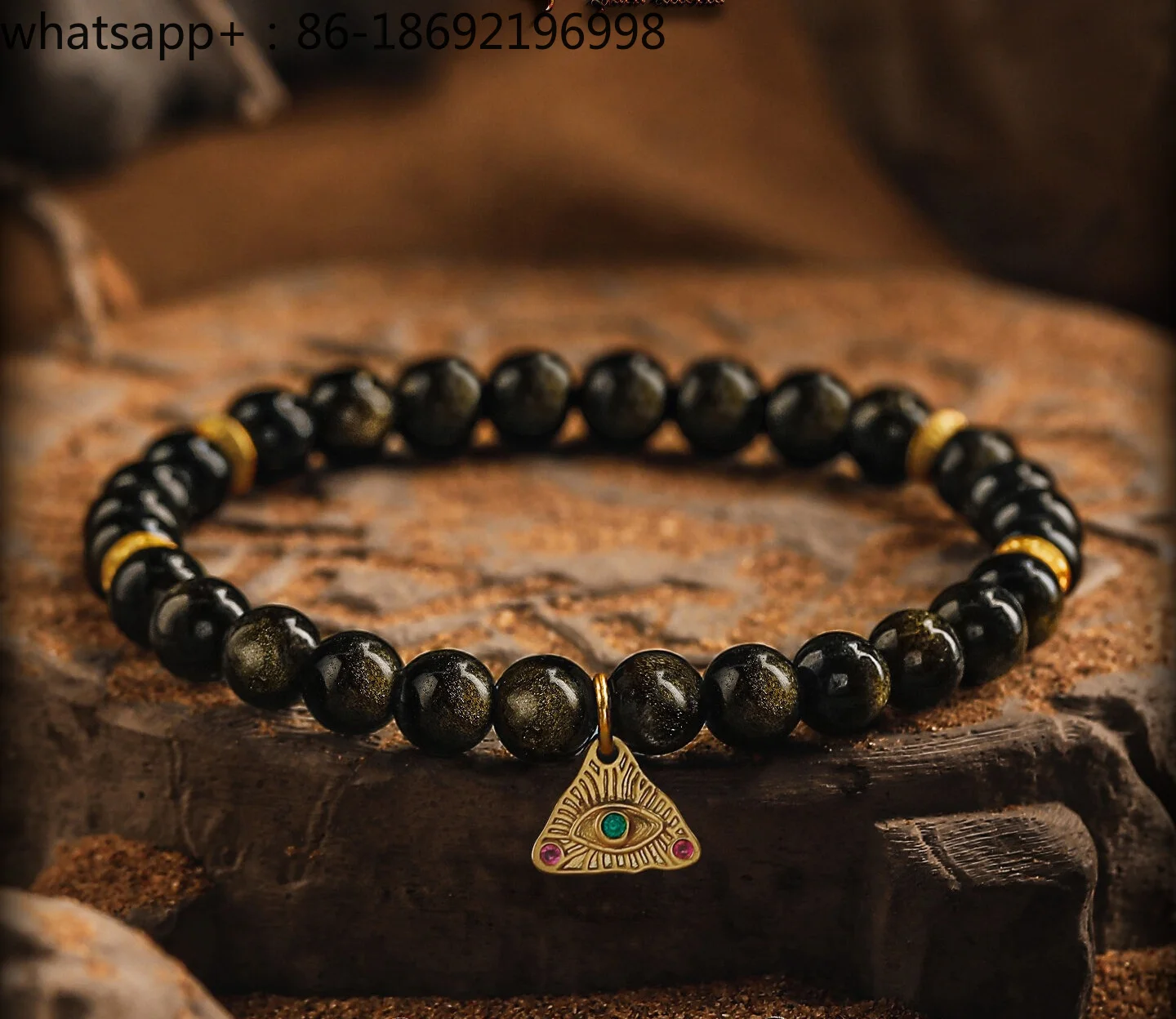 

[Rights] Niche Gold Obsidian Bracelet Men's High-end Bead Bracelet
