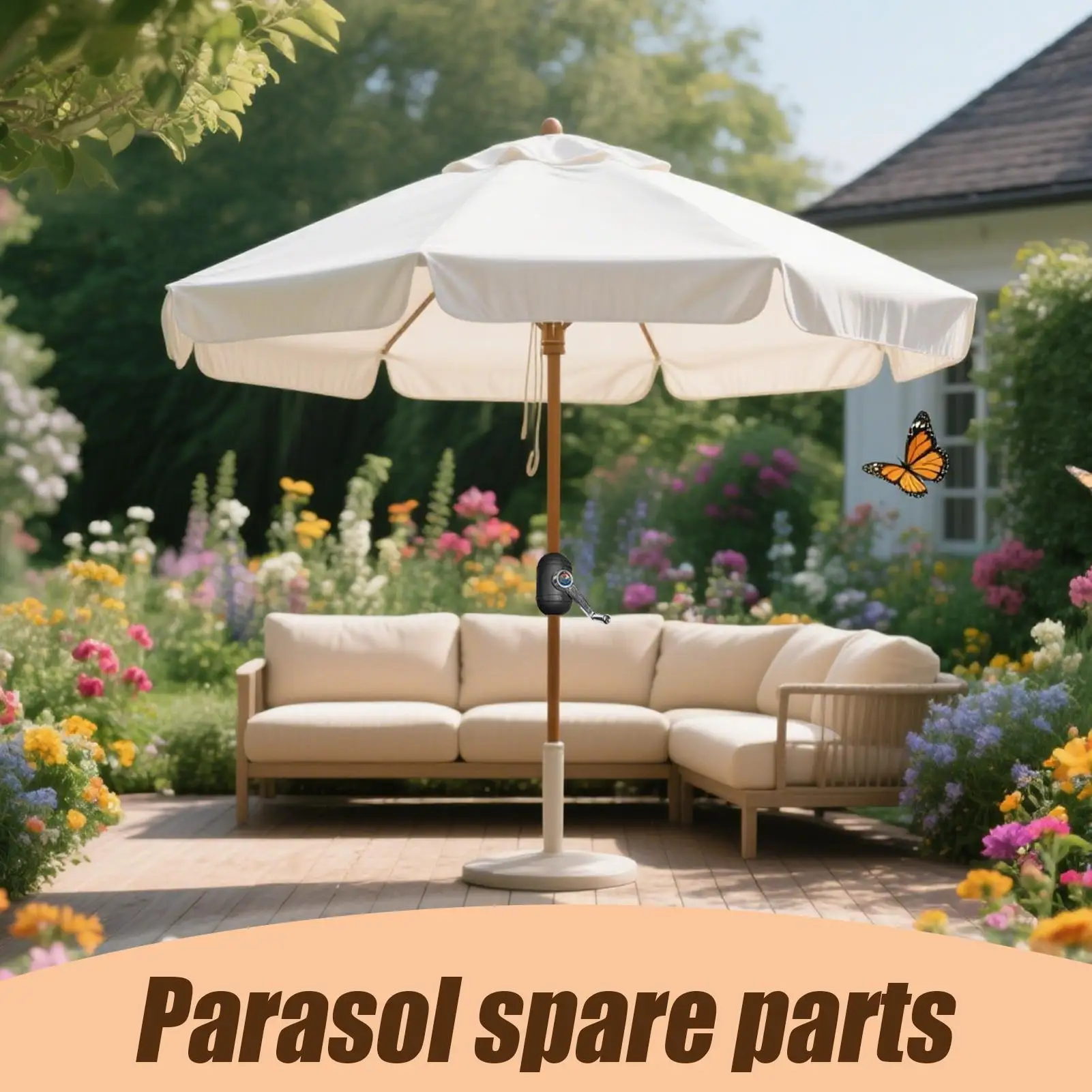 

Patio Umbrella Replacement Parts Garden Parasol Parts Hand Cranked Long-Lasting Middle Column Umbrella For Balcony Pool Picnic