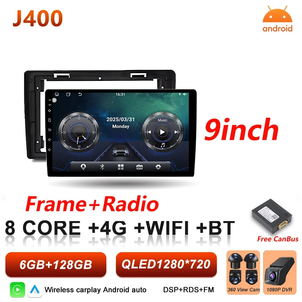 Android 16 Auto autoradio voor Fiat Panda 2003 2004 2005 2006 2007 2008 - 2012 Carplay multimediaspeler stereo GPS head unit DSP