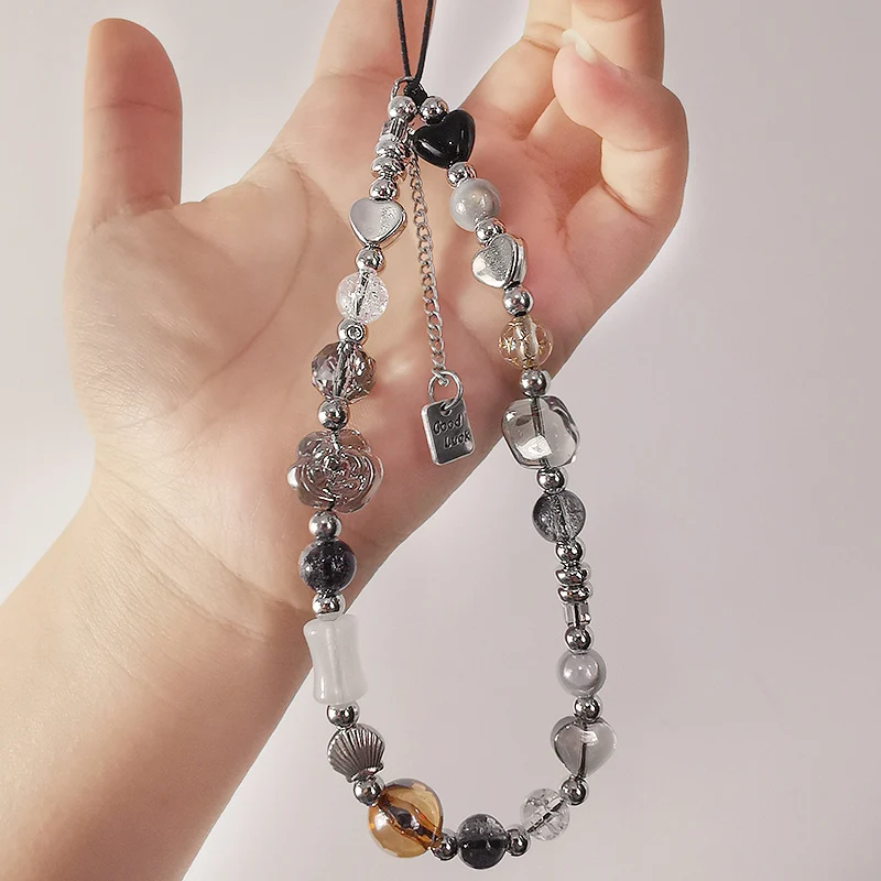 سلسلة سحر الهاتف المحمول العالمية الرجعية ، قلادة الكاميرا القصيرة ، حالة الهاتف الإناث ، مكانة باردة ، الأسود والأبيض ، الحبل ، الحلو