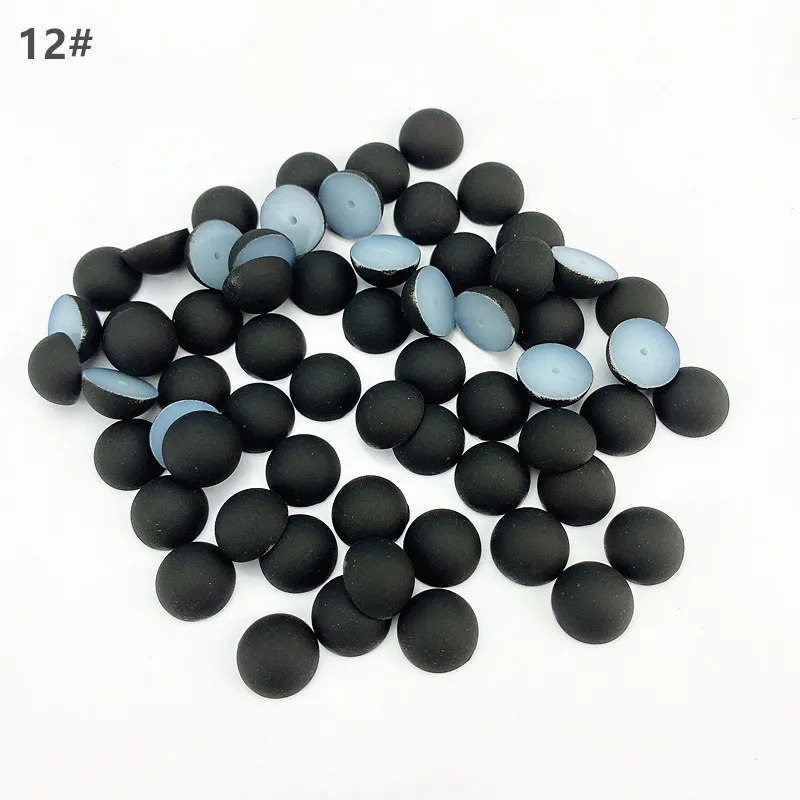 100pcs White Black Matte ABS Rubber Paint Half Round Beads For Dance Wear 8-12 MM ZZ080