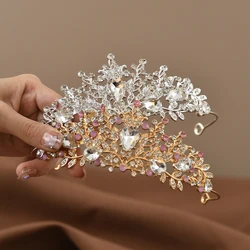 Baroque Pearl Flower Children Princess Crowns And Tiaras Crystal Pageant Birthday Gift Prom Diadem Wedding Hair Accessories