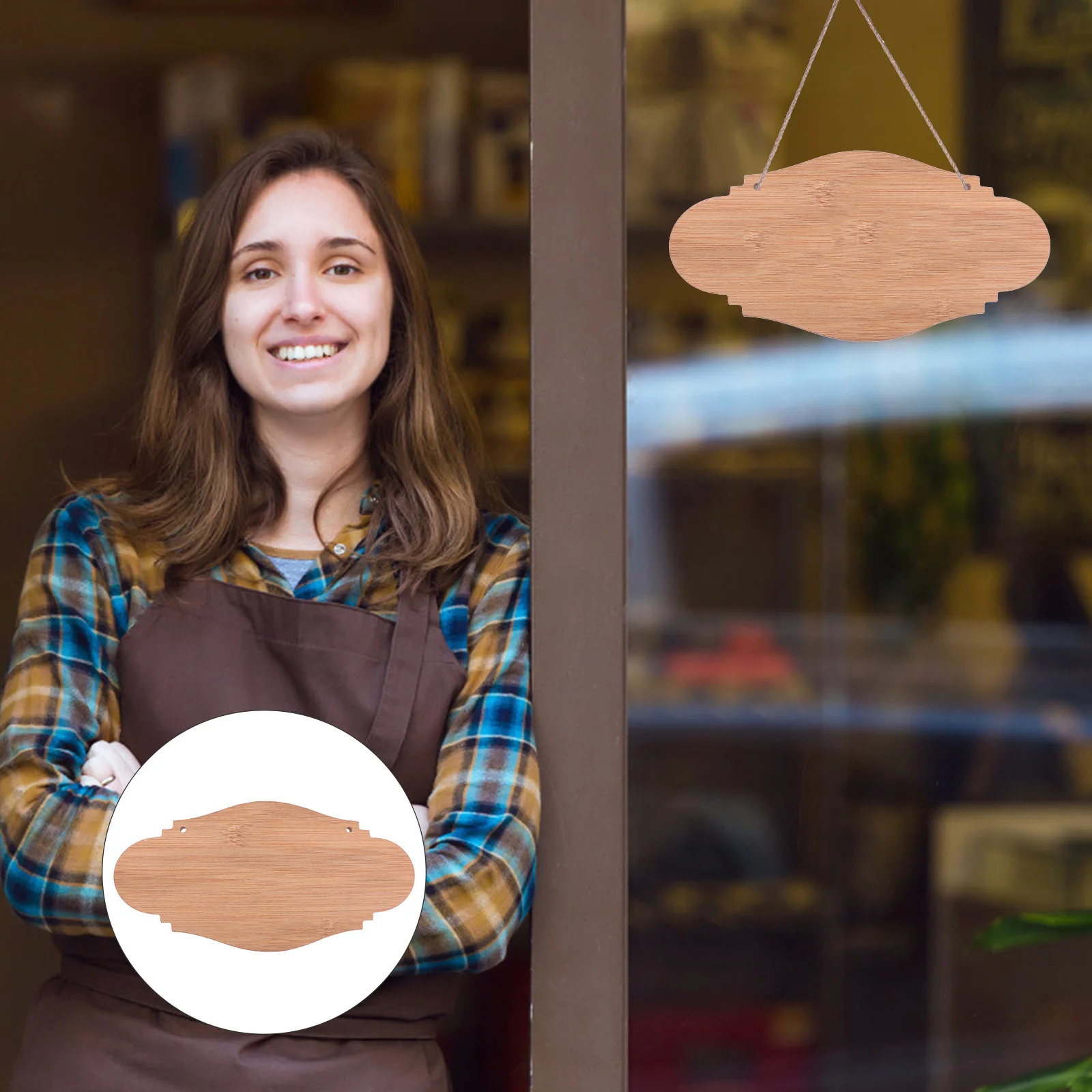 

2Pcs Blank Business Sign Plate Unfinished Wood Plaques for DIY Craft Rustic Hanging Decorative Signs Customizable Wall Art