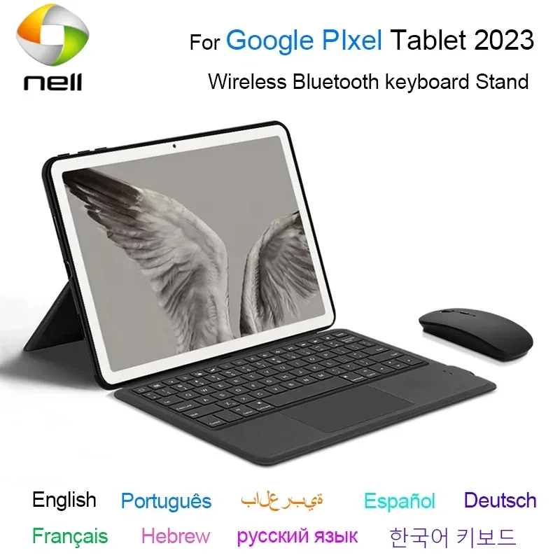 Étui clavier Bluetooth pour tablette Google PIxel, housse de support, coréen, portugais, hébreu, allemand, espagnol, russe, 11 pouces, 2023