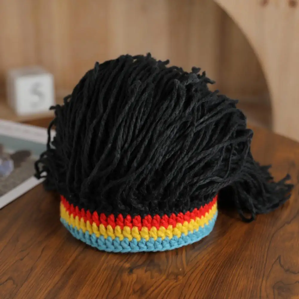 Detachable Wig Knit Hat Hip Hop Dirty Braided Wigs Hat Elastic Wool Wig Beanie Handmade Reggae Dreadlocks Africa Roots Wig