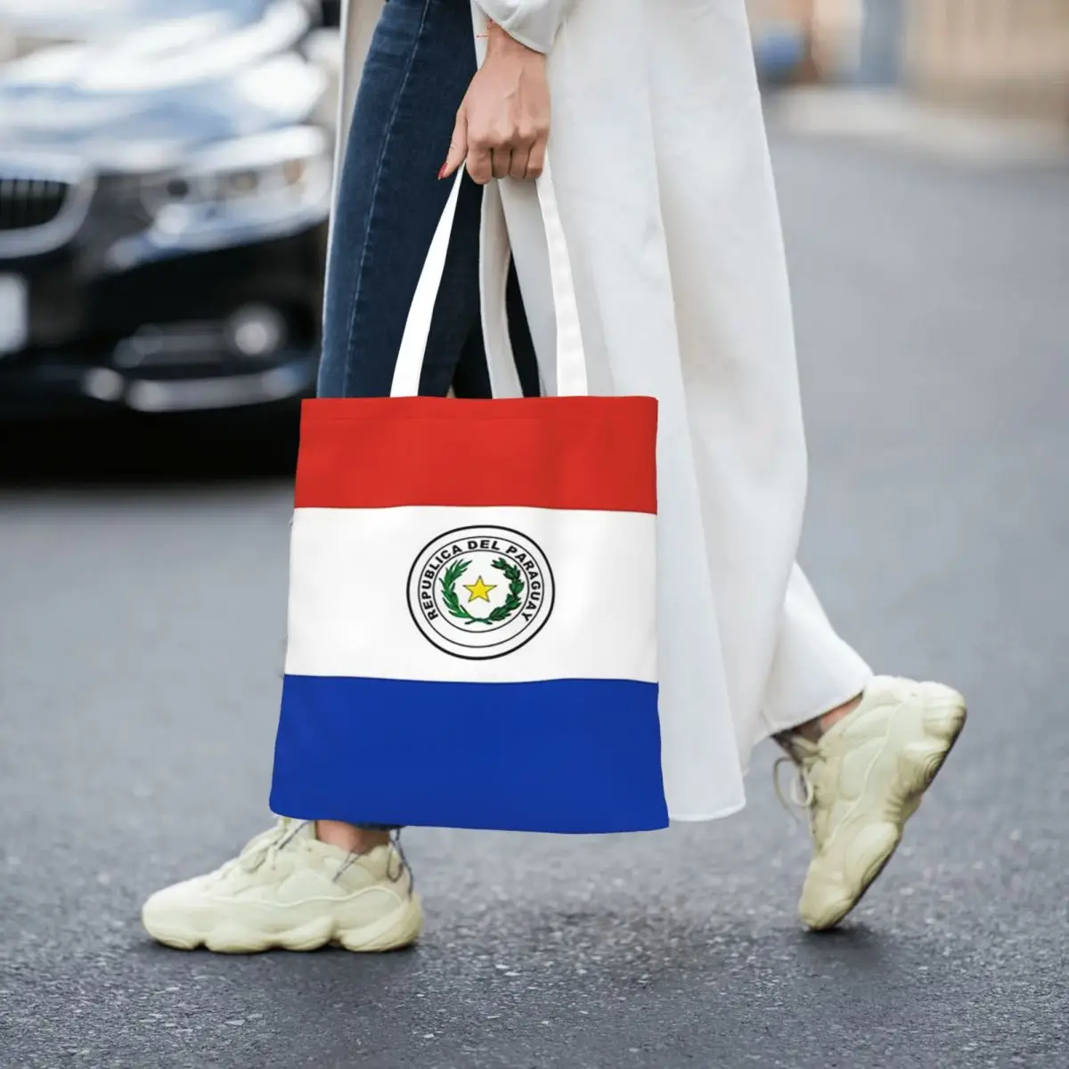 

Сумки для покупок с флагом Парагвай, многоразовая холщовая сумка-тоут для девочек, дорожная сумка на плечо