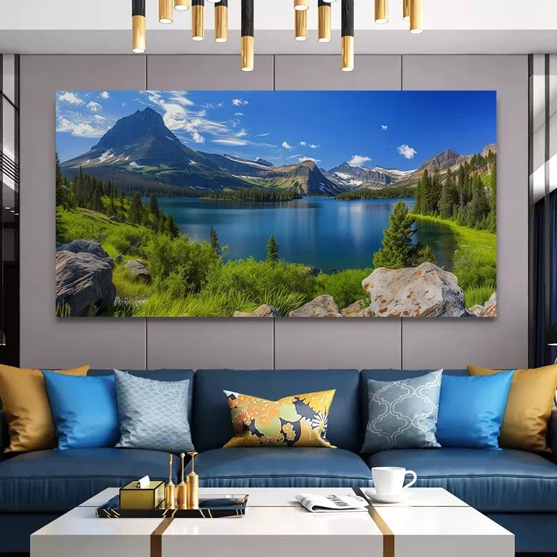 Multiple sizes 1pc frameless  Large size Canvas Painting,Glacier National Park Mountains Forests Lakes Landscape Poster and Prin