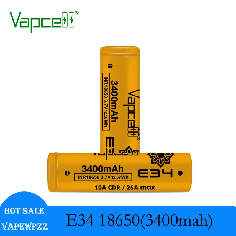 

10PCS/LOT Vapcell E34 18650 Battery 3400mah 10A/25A 3.7v INR18650 Cell Li-ion Cell lithium battery for Electronic Toy