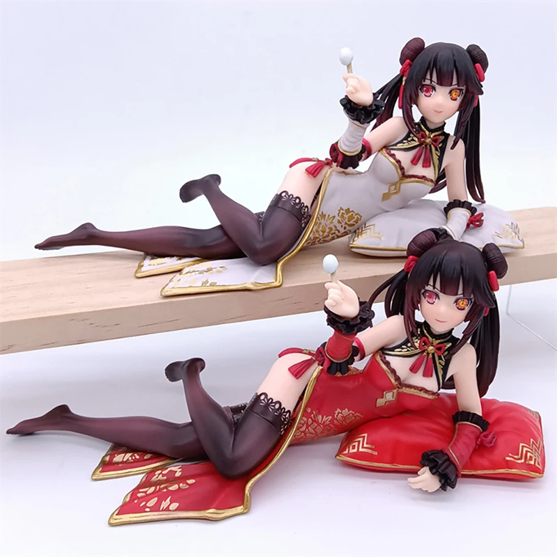 8.5cm Date A Live Anime Figurka Czerwono-Biała Cheongsam Tokisaki Kurumi Figurka Kolekcja Model Lalka Zabawki Japońska Dziewczyna Anime