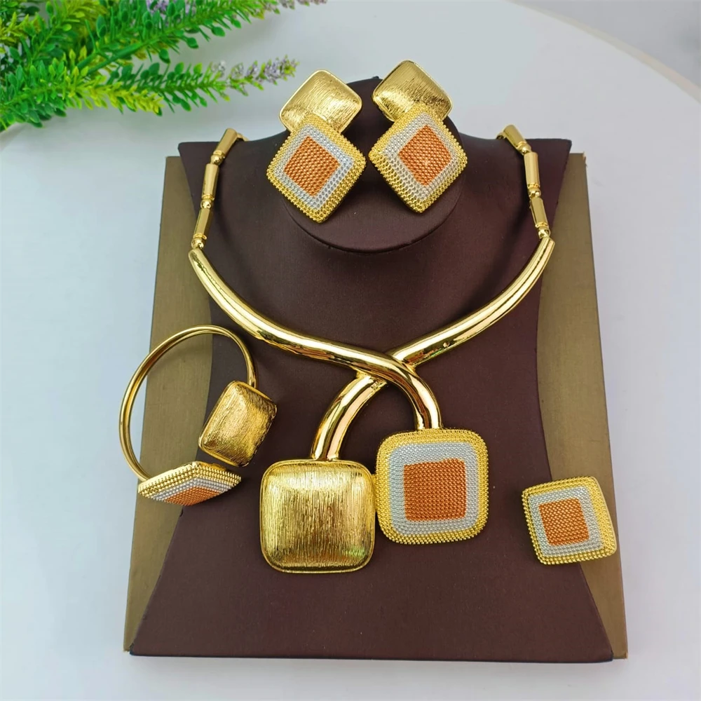 EMMA Fine Jewelry Sets For Women Fashion Dubai Gold Plated Necklaces Earrings Rings Wedding Party Jewelry Gifts