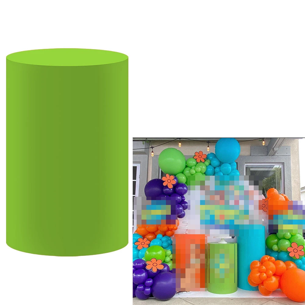 Bright Green Cylinder Pedestal Plinth Covers for Birthday Baby Shower Wedding Party Decorations,Elastic Fabric Props HP-109