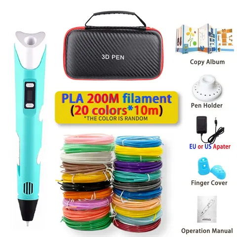 Długopis 3D Długopis do drukowania 3D DIY Długopisy do rysowania Kreatywna zabawka Prezent urodzinowy dla dzieci Prezent świąteczny Filament PLA Zasilacz Etui podróżne