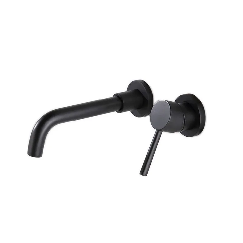 Brass Matte Black Bathroom Sink Faucet Tap Hot Cold Wash Basin Water Swivel Spout Wall Mounted Bath Mixer Brushed Rose Gold