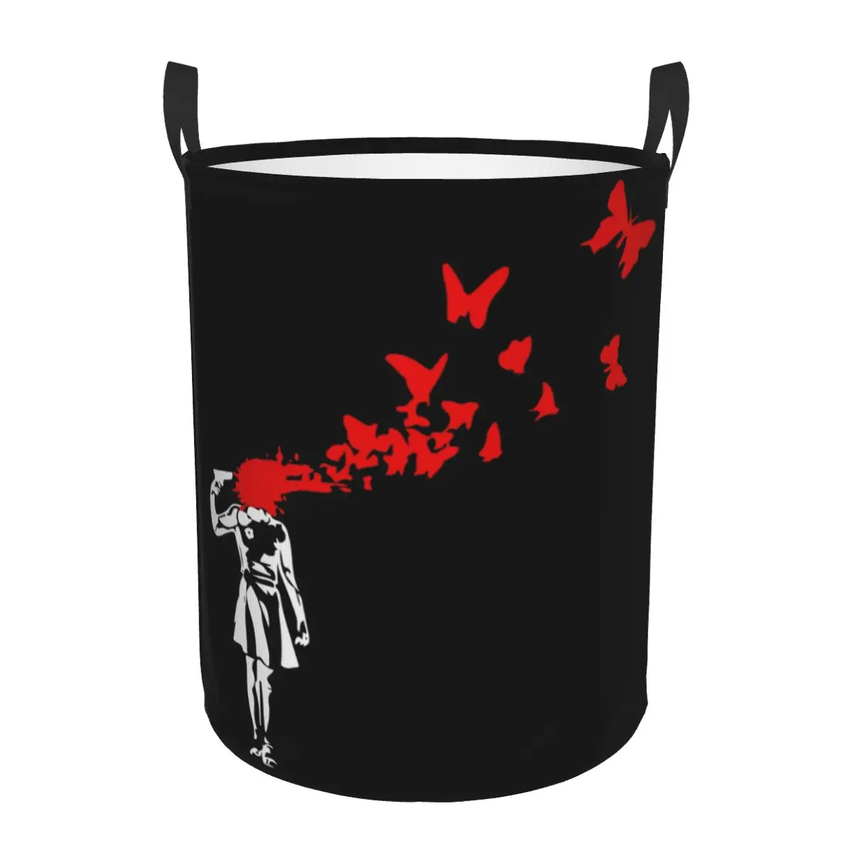 Banksy Girl Her Head With Butterfly Basket Collapsible Pop Art Spray Paint Hamper for Nursery Toys Organizer Storage Bins