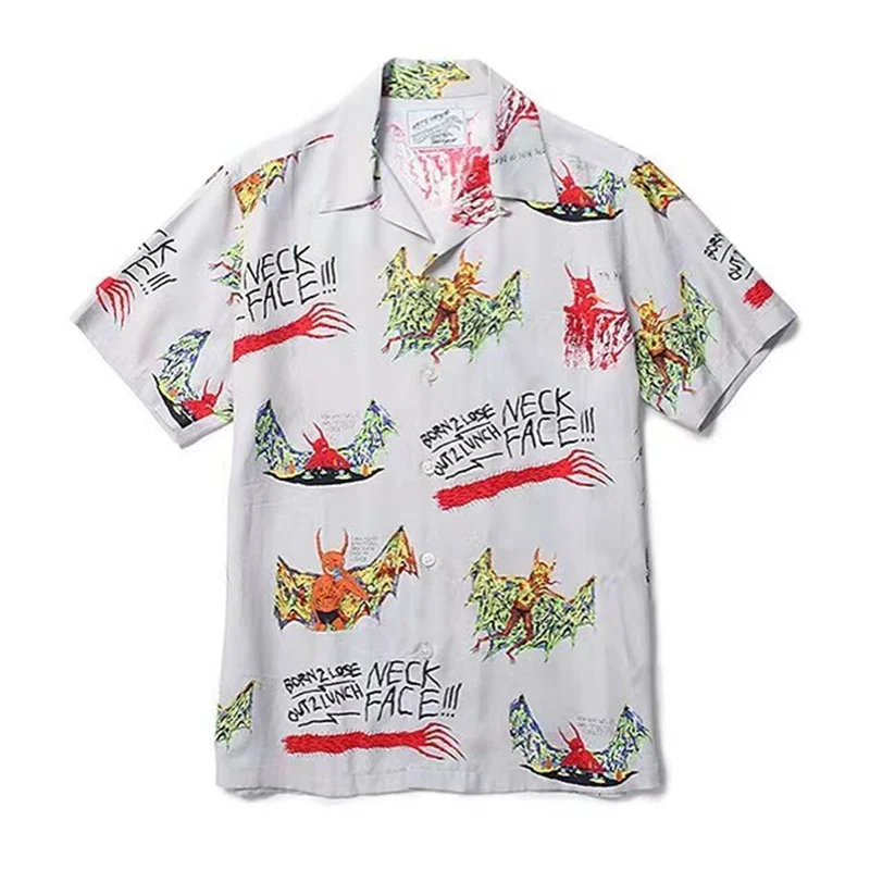 New 24ss Graffiti WACKO MARIA Hawaii Short Sleeve Shirt Best Quality Summer Brand Mens Womens Shirts Tops