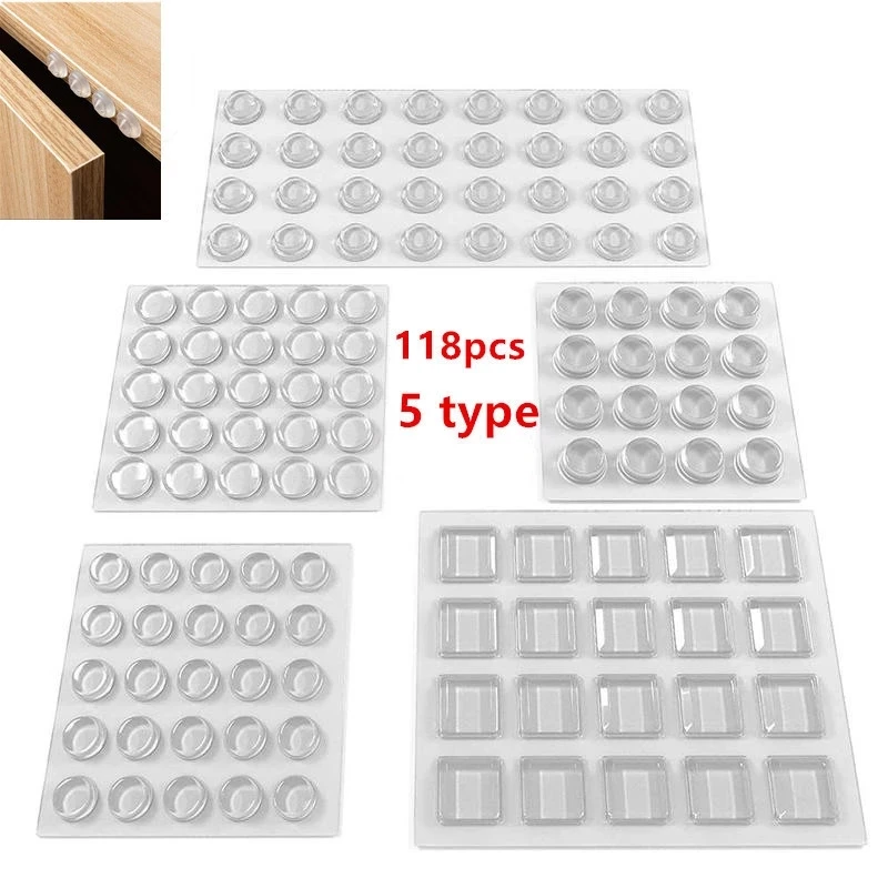 

118PC Silicone Adhesive Cushion Door Protector Padding Silencer Stopped Damper Buffer Cabinet Bumpers Stopper for Doors Pads