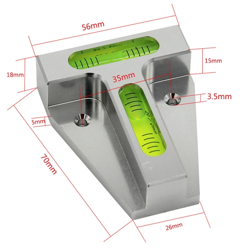 T Type Level Meter, Mini Spirit Level Bubble Two Ways T Type Portable XY Dual-Axis Horizontal Measurement Instrument