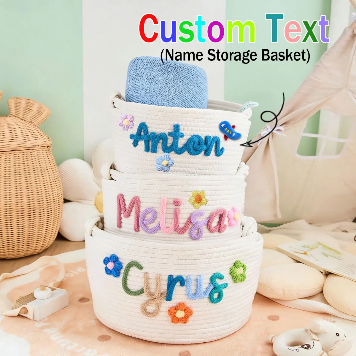 Customizable Personalized Name Storage Basket, Gift Basket