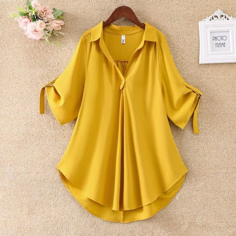 Women Summer Tunic 2023 Fashion Casual Women\'s Blouses Solid Color Cool Casual Ladies V Neck Loose Blouse Summer Chiffon Tops