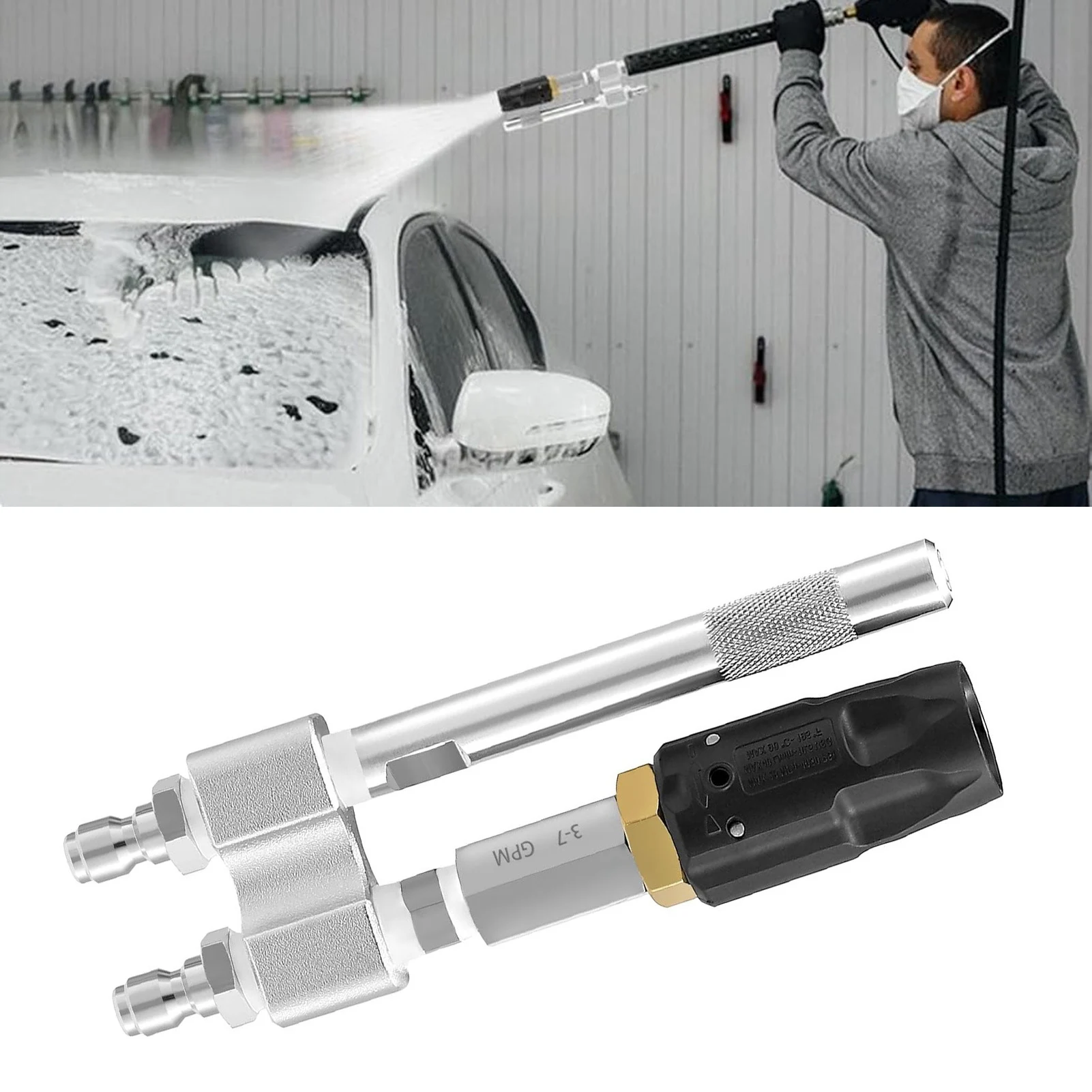 Tip M5 Twist Nozzle Pressure Washer Long Reach Soap Nozzle Adjustable Spray Stainless Steel 1000-4050Psi for Replacement