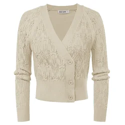 GK donna maglione Cardigan abbottonatura asimmetrica manica lunga Raglan con scollo a V maglione moda alto bottone elasticizzato cappotti lavorati a maglia a coste