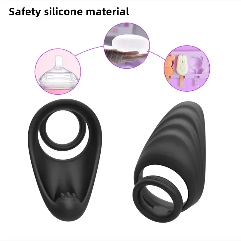 Silicone Dual Ring Penis Ring Men Stronger Erection Delay Ejaculation Reusable Male Masturbator Stretching Ring On Penis