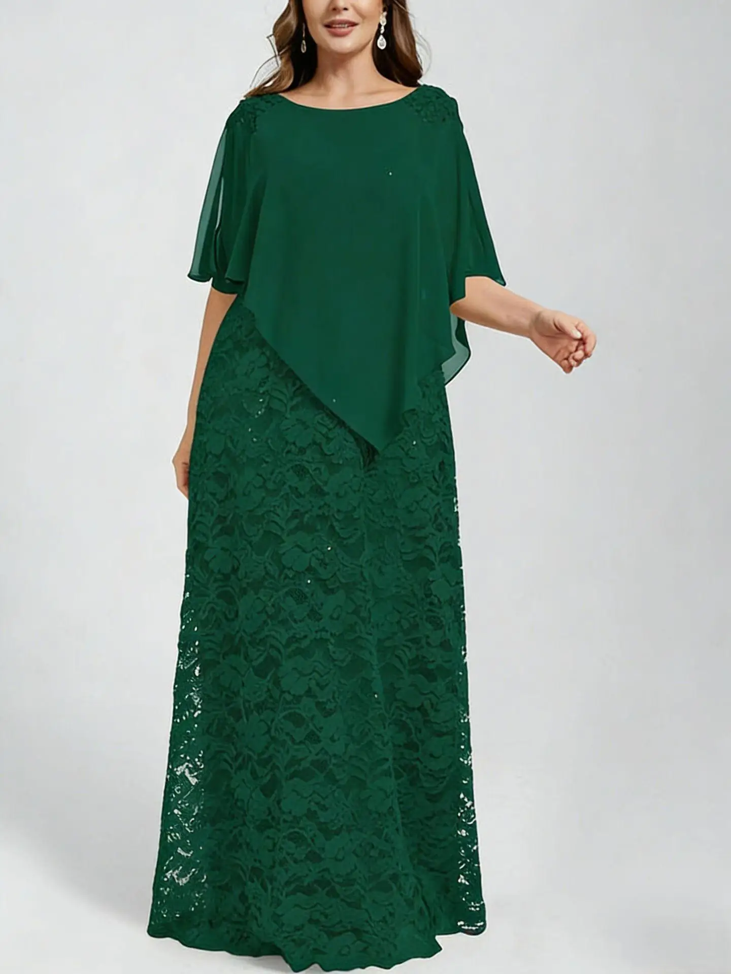 

Новое элегантное вечернее платье-накидка больших размеров для женщин, кружевное, приталенное, без рукавов, осенняя коллекция 2026, трансграничная мода