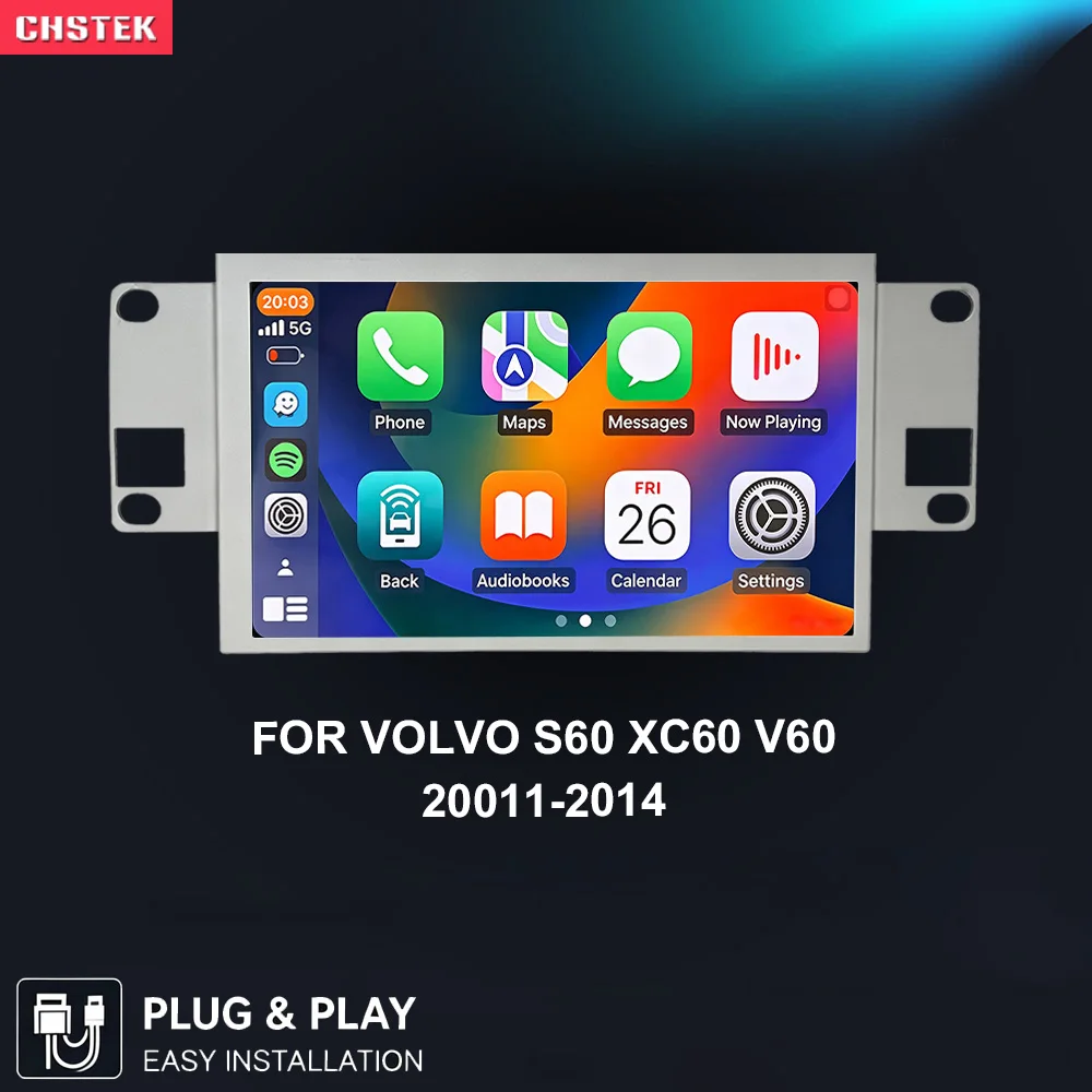 CHSTEK Android 14 CarPlay Autoradio für Volvo S60 XC60 V60 2011 2012 2013 2014 Android Auto GPS WiFi 4G Bluetooth DSP RDS Stereo