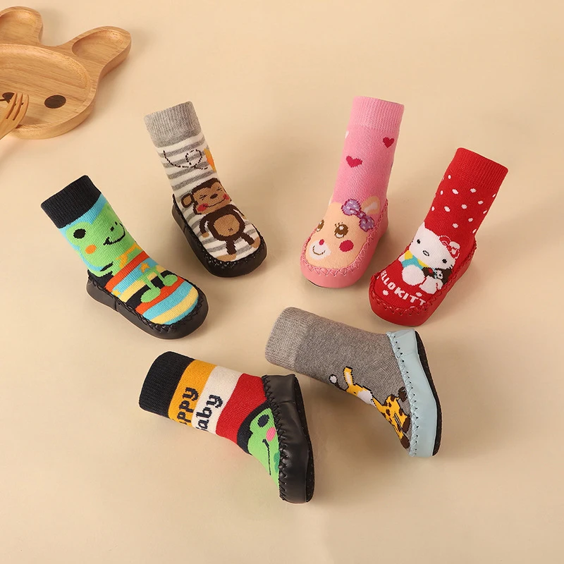 Baby Winter Socks with Rubber Soles Infant Newborn Baby Girls Boys Children Floor Socks Shoes Anti Slip Soft Sole Socks for 0-2Y