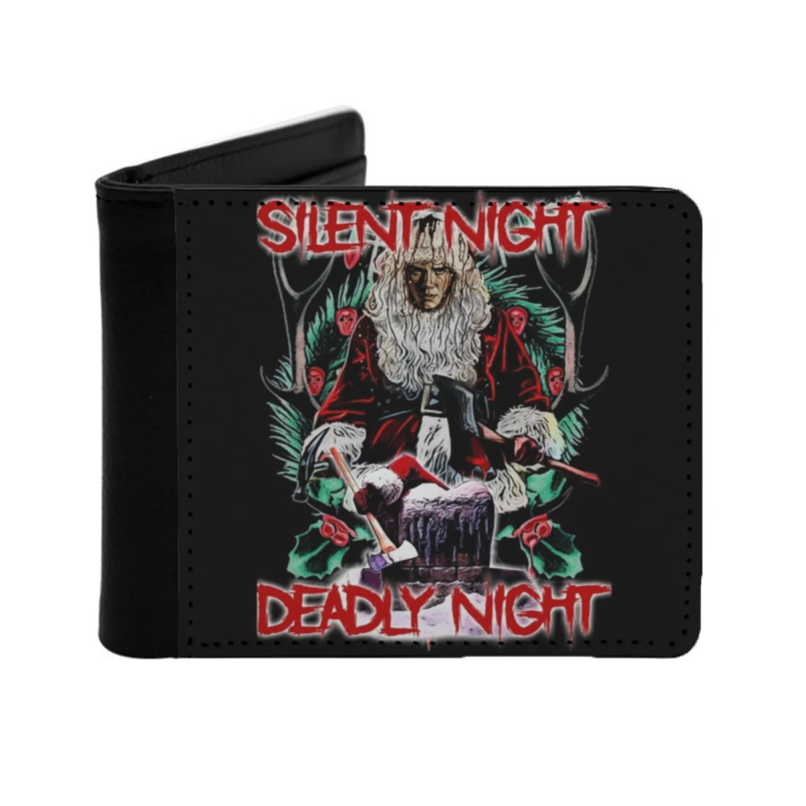 

Персонализированный кошелек Silent Night Deadly Night для мужчин и женщин, короткий карманный кошелек из искусственной кожи, Silent Night Deadly Night Horror