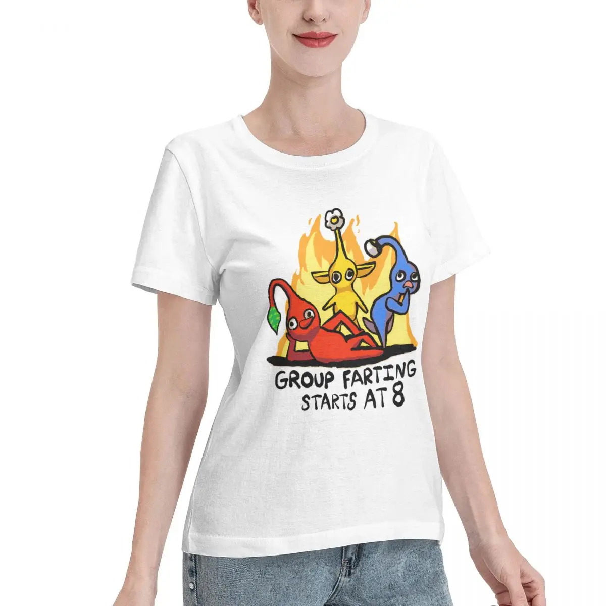 Pikmin Inspired Group Farting Starts At 8 Top quality Fitness Women's Basic Short Sleeve T-Shirt Sexy Tshirt Funny Novelty