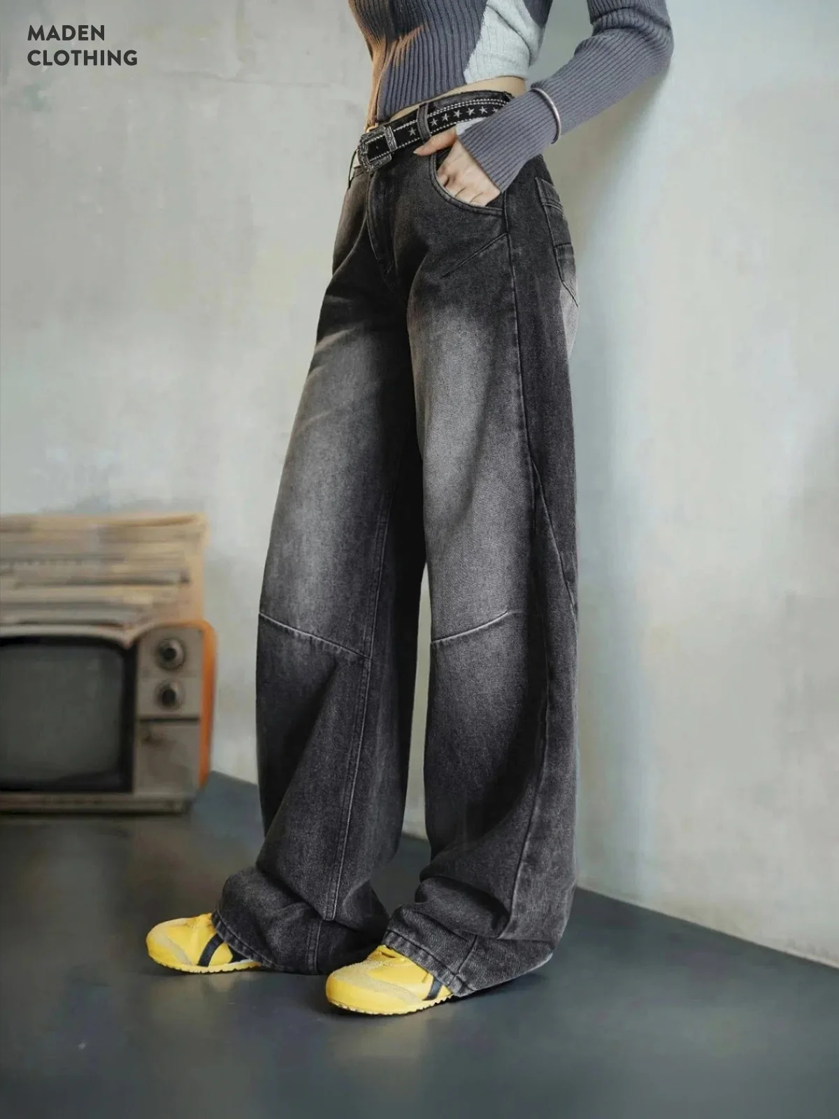 

Джинсы Maden Slim Fit с широкими штанинами, прямые брюки 3D-кроя «Банан», удлиненные, женские, осенние, модные, винтажные, с эффектом потертости