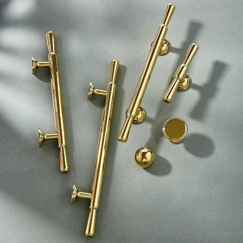 Bright Gold Cabinet Door Handle Brass Wardrobe Handles Single-hole Knobs For Shoe Rack Wine Cabinets & Drawer Furniture Hardware