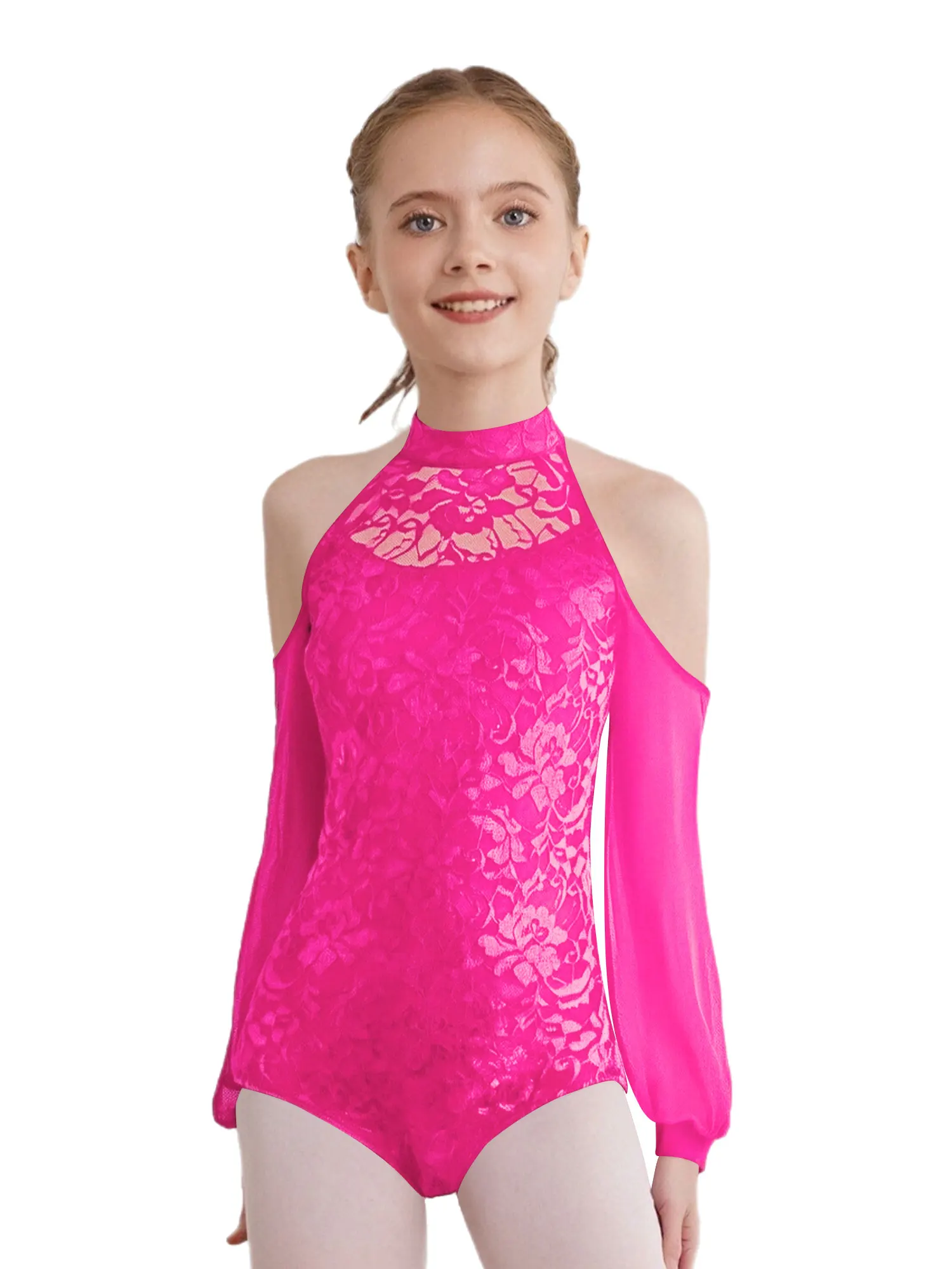 الأطفال الفتيات غنائية الباليه ملابس رقص انقطاع الظهر والرقبة وهمية الجمباز ملابس رقص الجمباز مع السراويل لممارسة الرقص #3