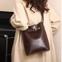 Bucket Bag Natural PU Leather Women's Mother-in-Law Bag Luxury Brand Casual Bucket Bag 2023 Fashion Trend Crossbody ZADIGBag