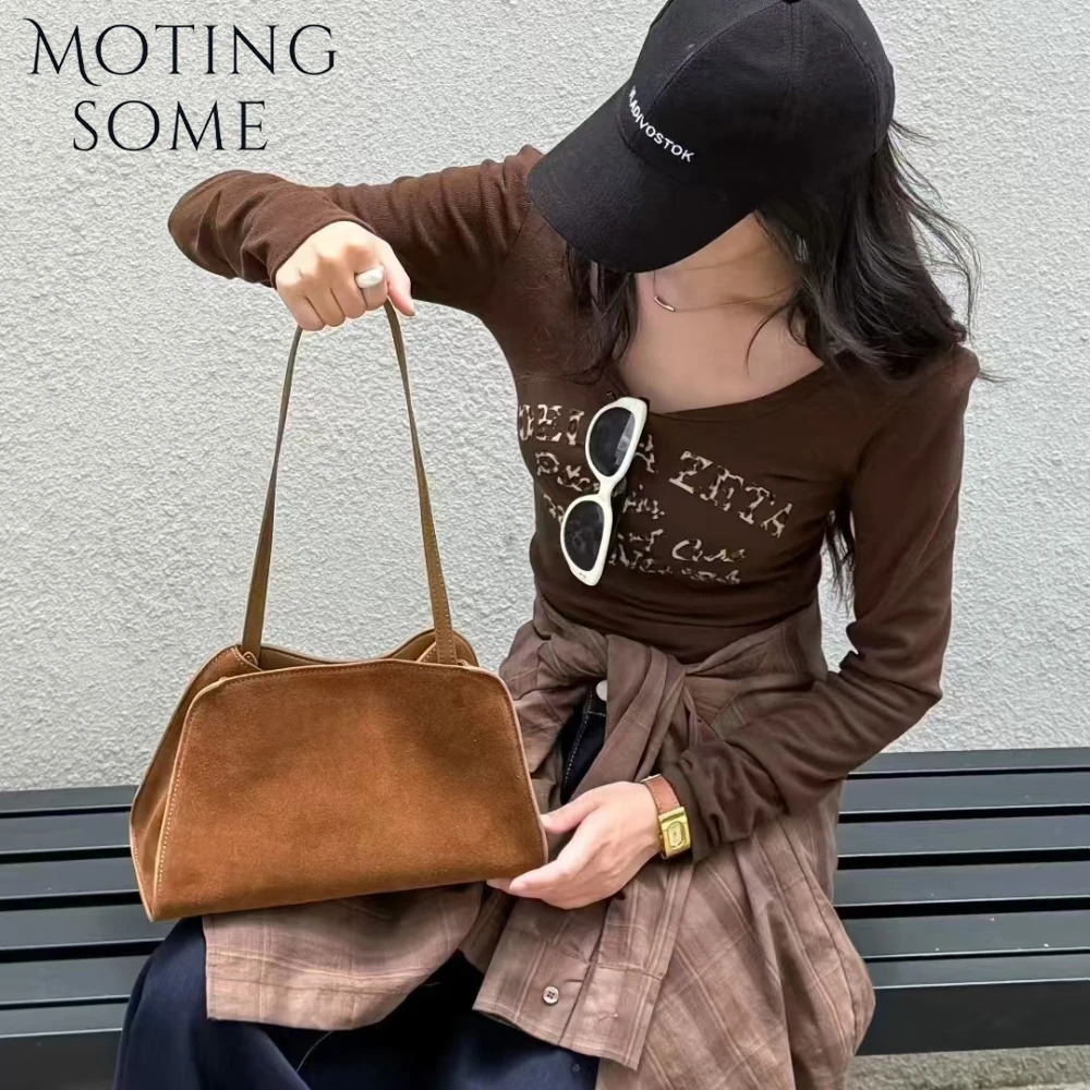 

Motingsome Retro 100% Suede Leather Handbag Women Tote Luxury Designer Bag 2025 New in Handbag Mini Matte Purse Crossbody Bucket