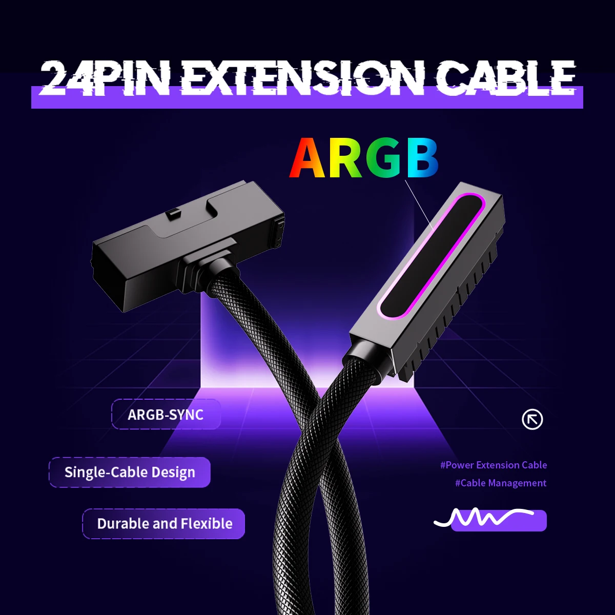 

AIJS ATX24PIN One-Line Computer Power Extension Cable Motherboard Extension Cable Left Side Cable Routing