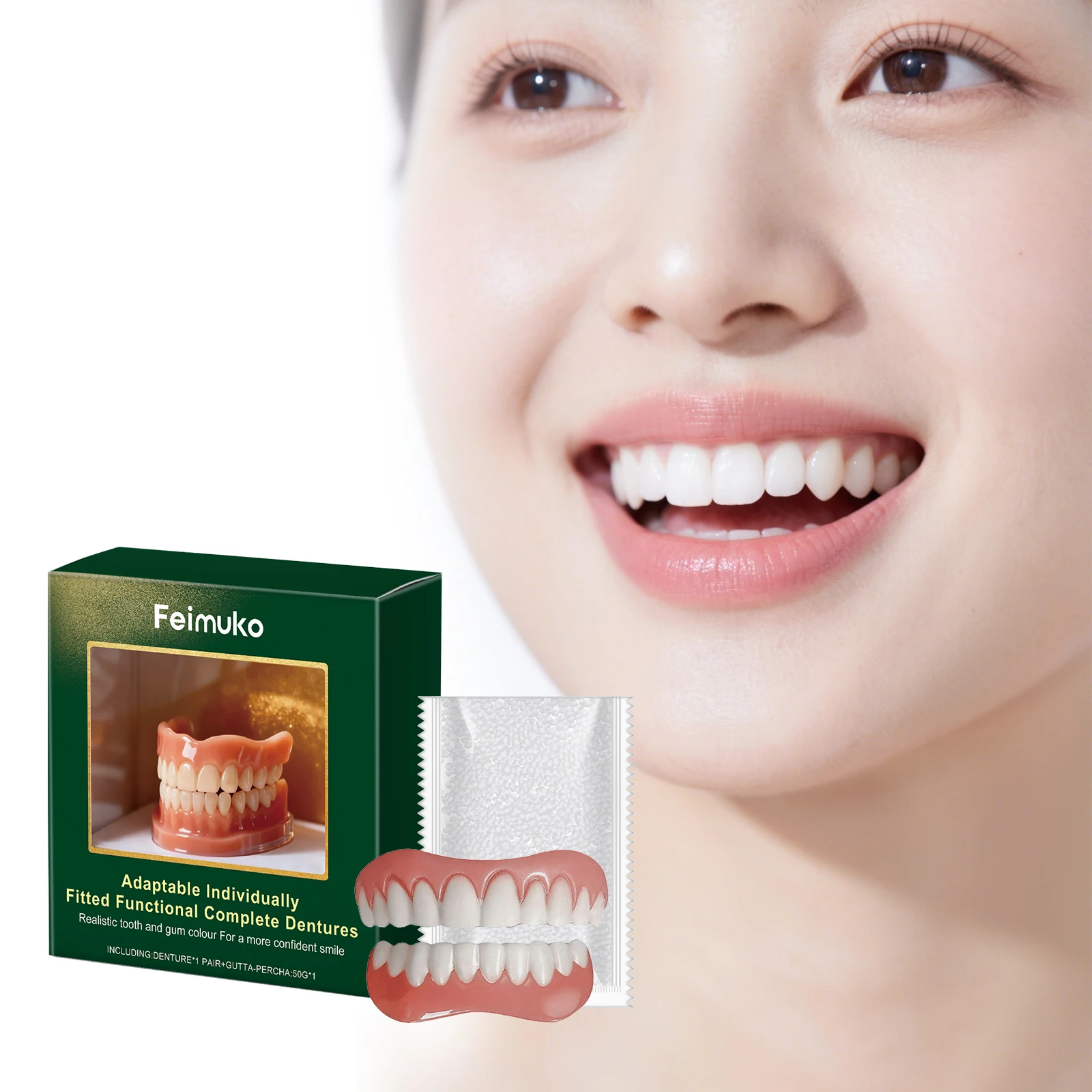 Feimuko Denture Decoration Set Enhances Smile Aesthetics Comfortable Material Premium Natural Denture Decoration Set