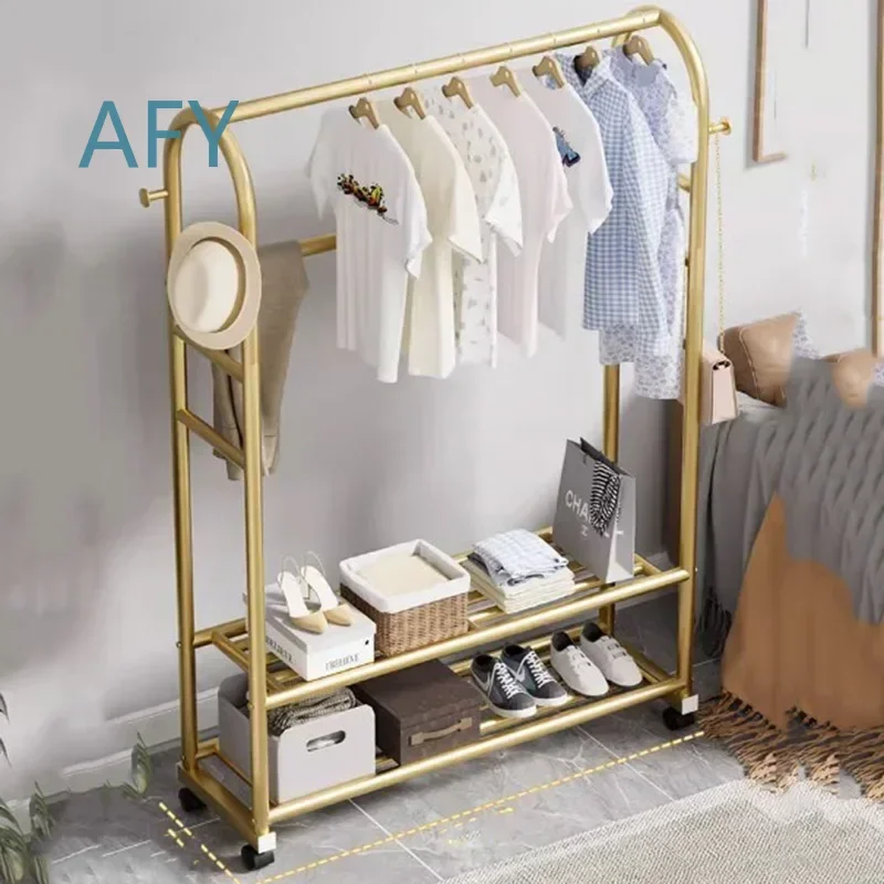 Nordic Portable Drying Clothes Rack for Bedroom Hallway Living Room Modern Metal Single Pole Clothes Hanger Shelf Storage